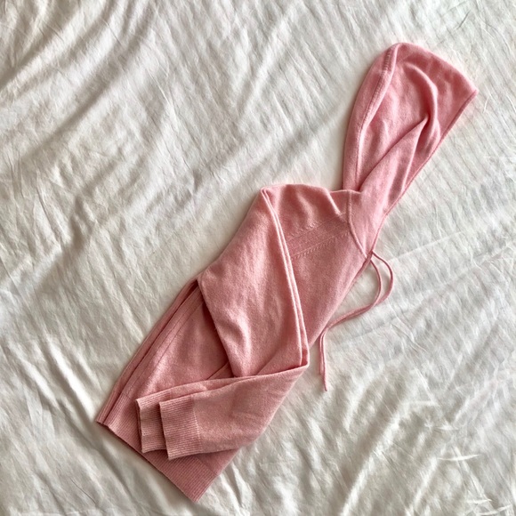 100% cashmere soft pink zip up hoodie - Picture 2 of 4